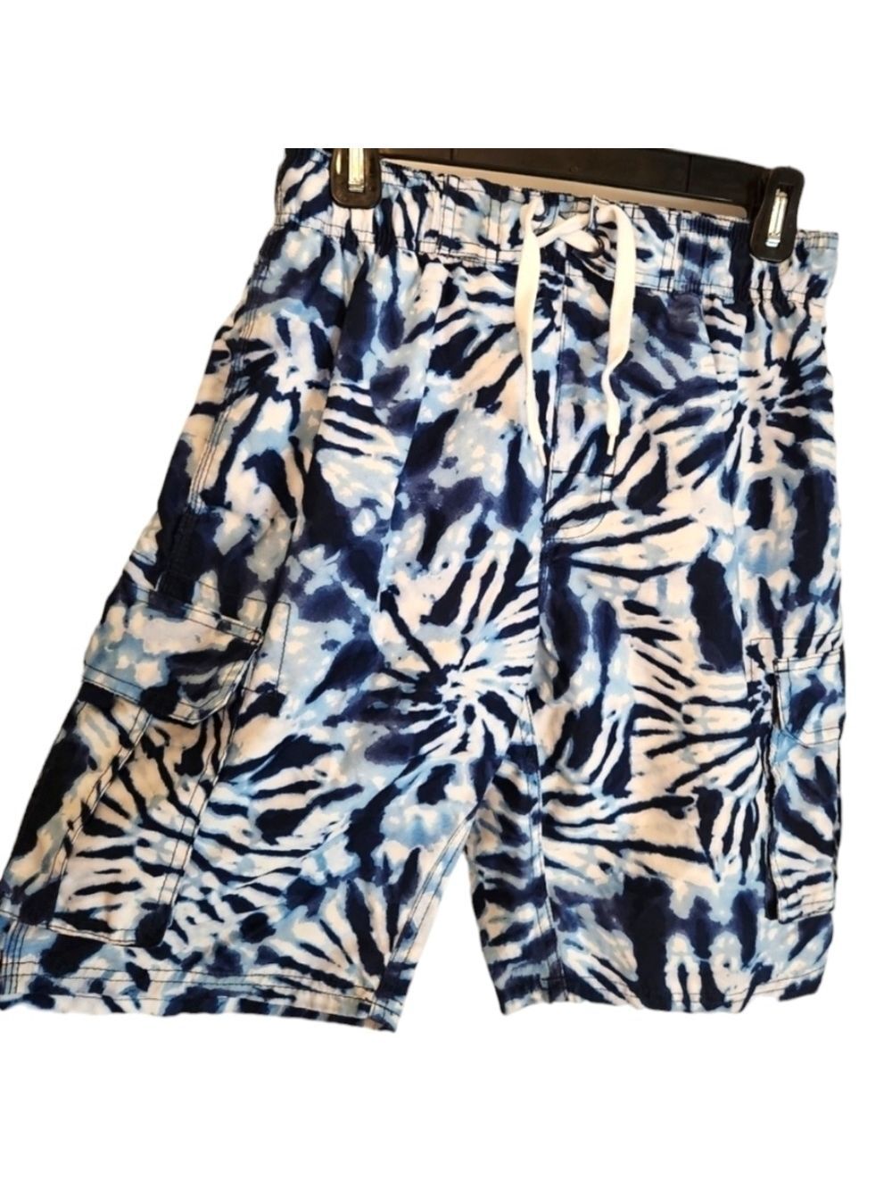 Kanu Surf Men's Swim Trunks Sz: Small, blue white tie dye, pockets,  summer fun!